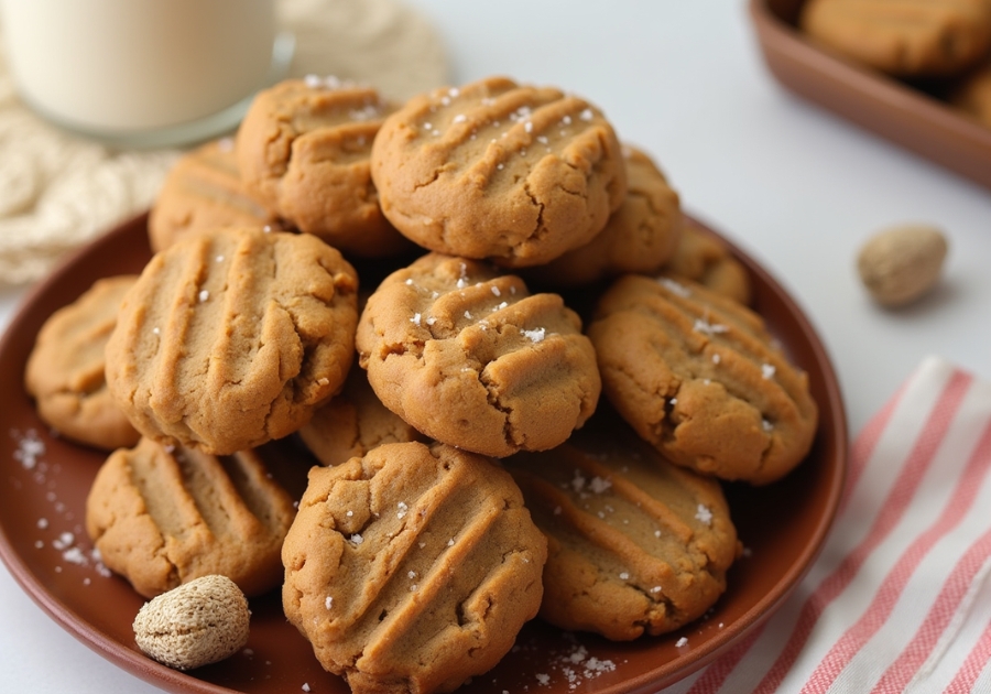 Ingredients for vegan peanut butter cookies arranged in glass bowls