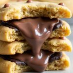 Chocolate stuffed cookie close-up with melting center